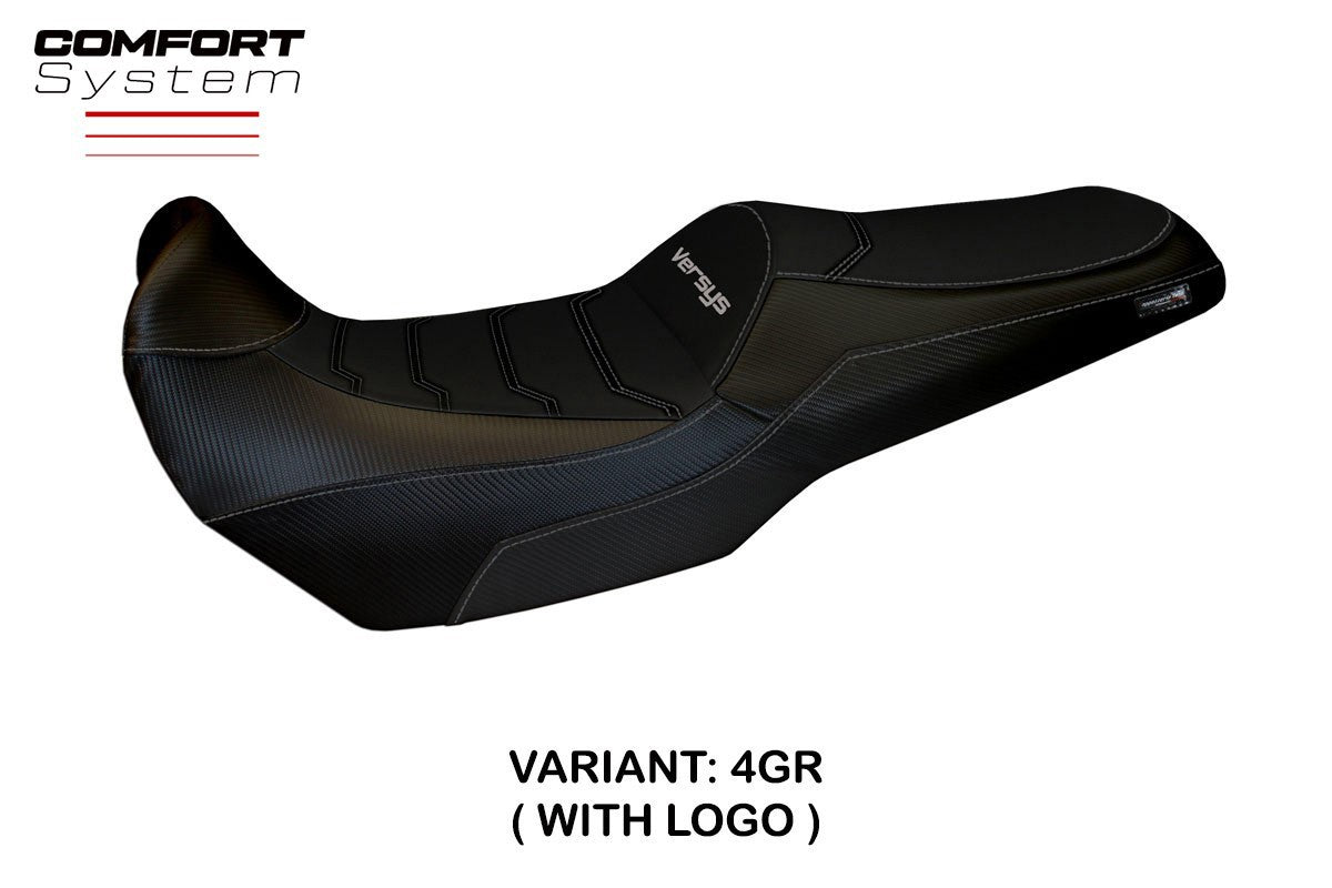 Seat cover compatible - Kawasaki Versys 1000 2011 - 2018 - mod Lampedusa Total Black Comfort System