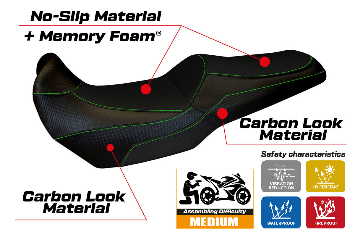 Seat cover compatible - Kawasaki Versys 1000 2011 - 2018 - mod Lampedusa Total Black Comfort System