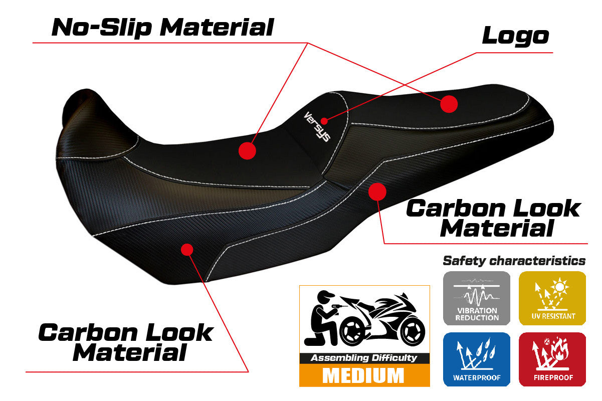 Seat cover compatible - Kawasaki Versys 1000 2011 - 2018 - mod Lampedusa Total Black