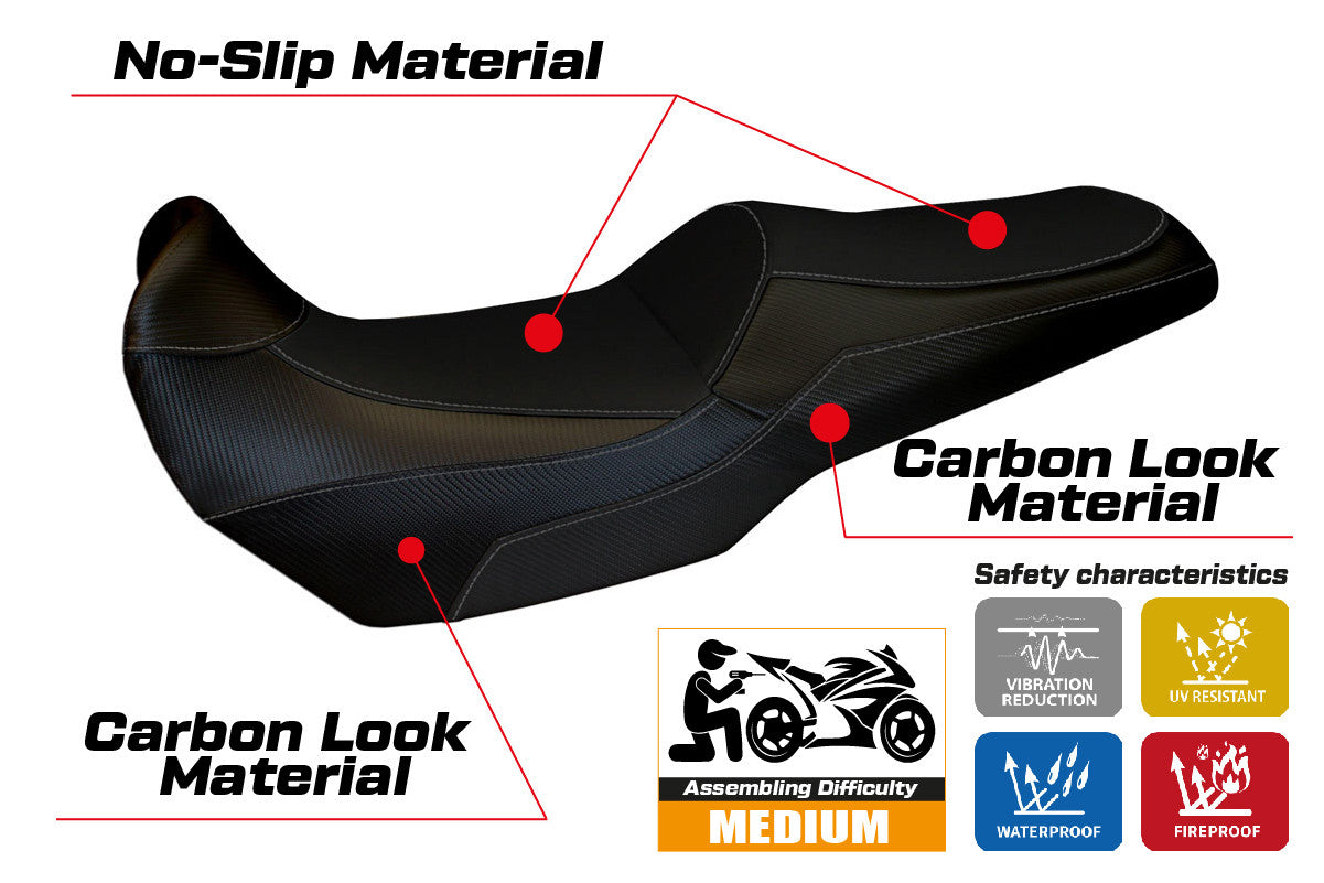 Seat cover compatible - Kawasaki Versys 1000 2011 - 2018 - mod Lampedusa Total Black