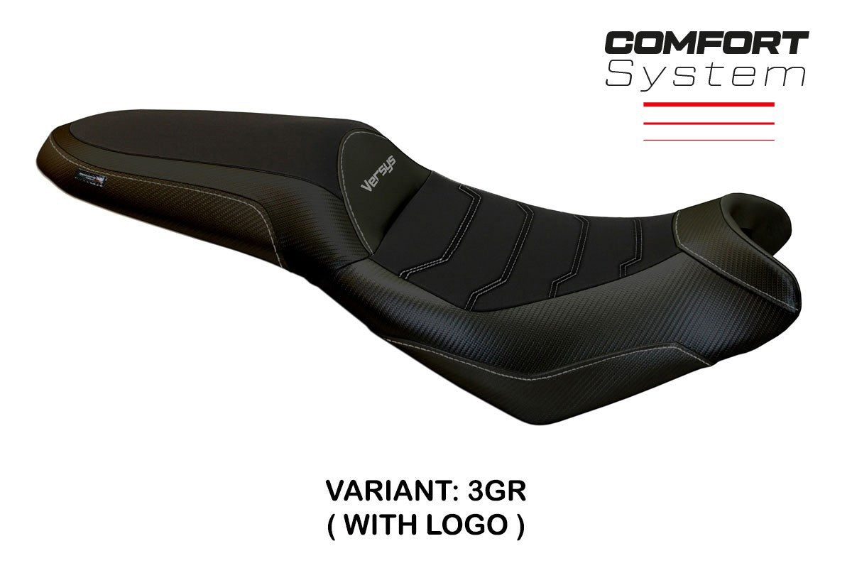 Seat cover compatible - Kawasaki Versys 650 2007-2025 - mod Elba Total Black Comfort System
