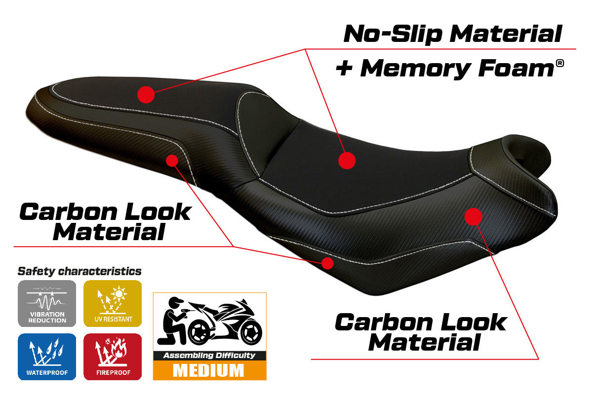 Seat cover compatible - Kawasaki Versys 650 2007-2025 - mod Elba Total Black Comfort System