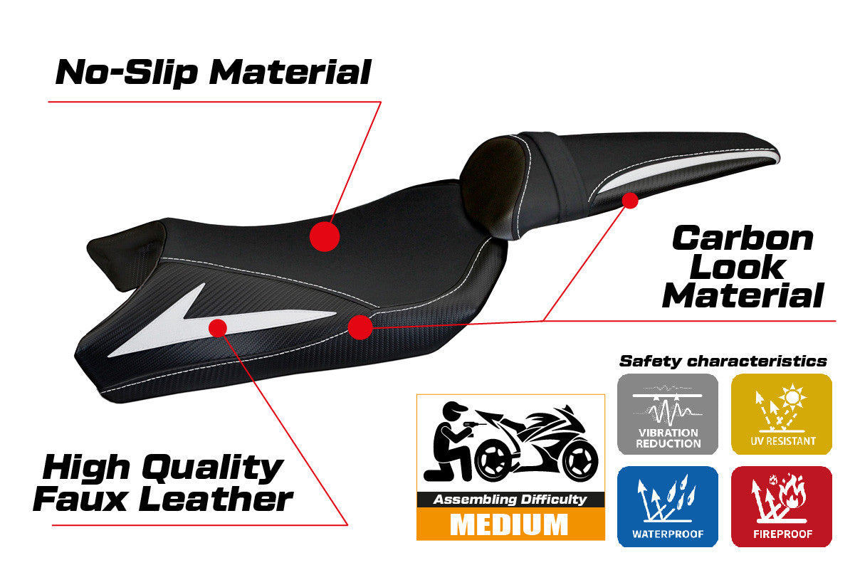 Seat cover compatible - Kawasaki Z 1000 2010 - 2013 - mod Berna Total Black