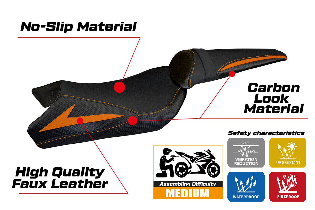 Seat cover compatible - Kawasaki Z 1000 2010 - 2013 - mod Berna Total Black