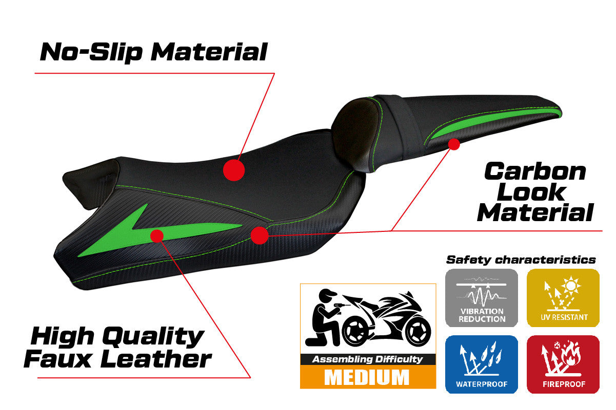 Seat cover compatible - Kawasaki Z 1000 2010 - 2013 - mod Berna Total Black