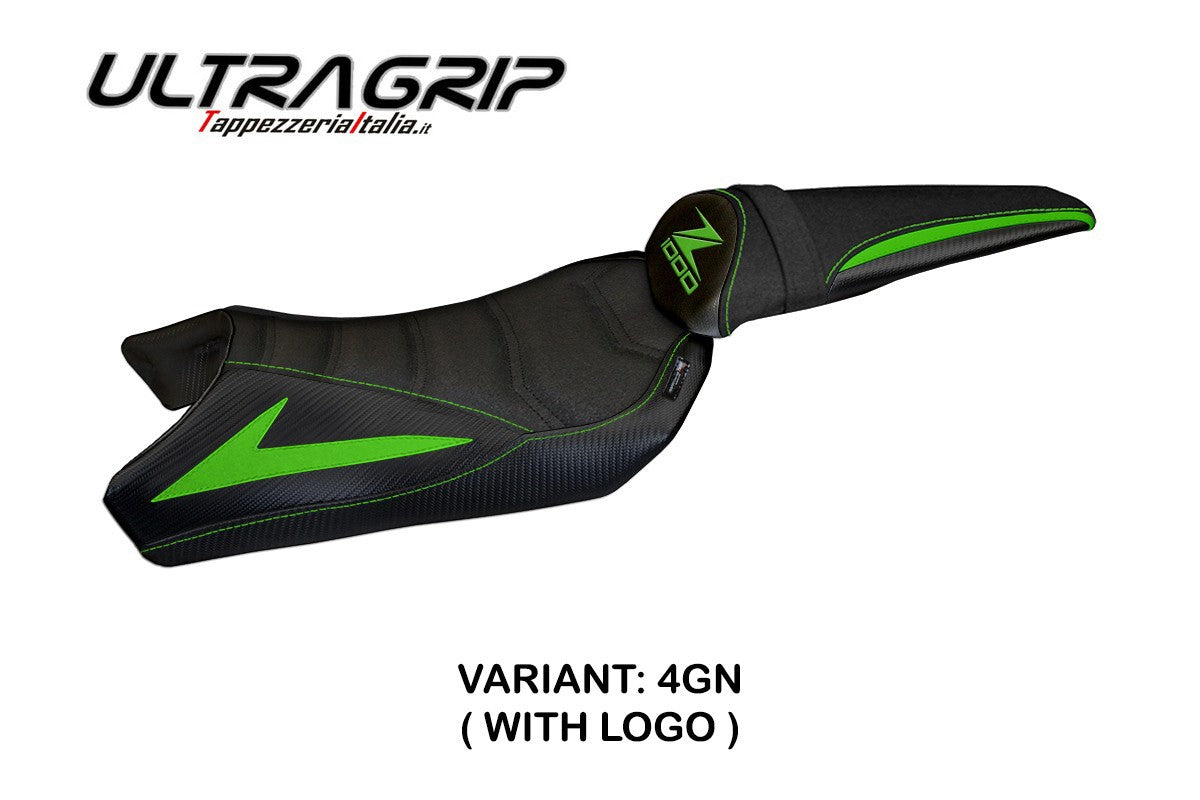 Seat cover compatible - Kawasaki Z 1000  2010 - 2013 - mod Berna Total Black Ultragrip
