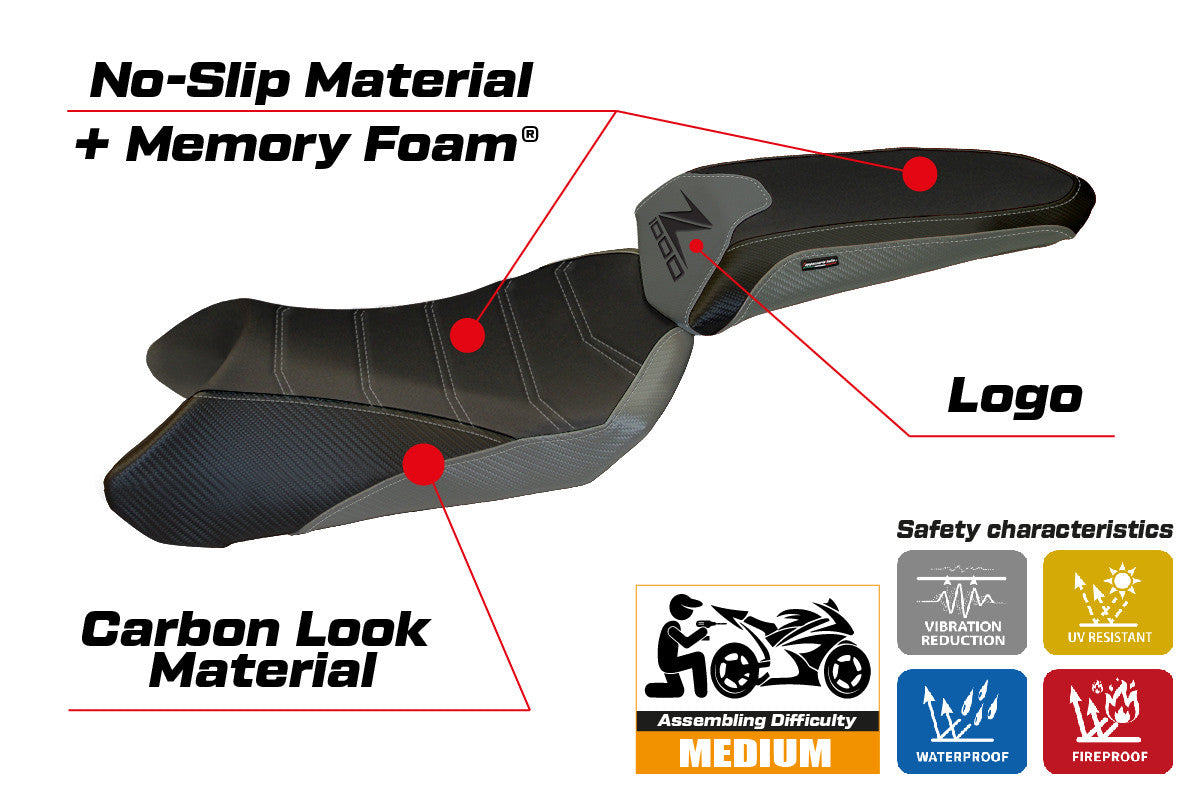 Seat cover compatible - Kawasaki Z 1000 SX  2011 - 2016 - mod Cosenza 1 Comfort System