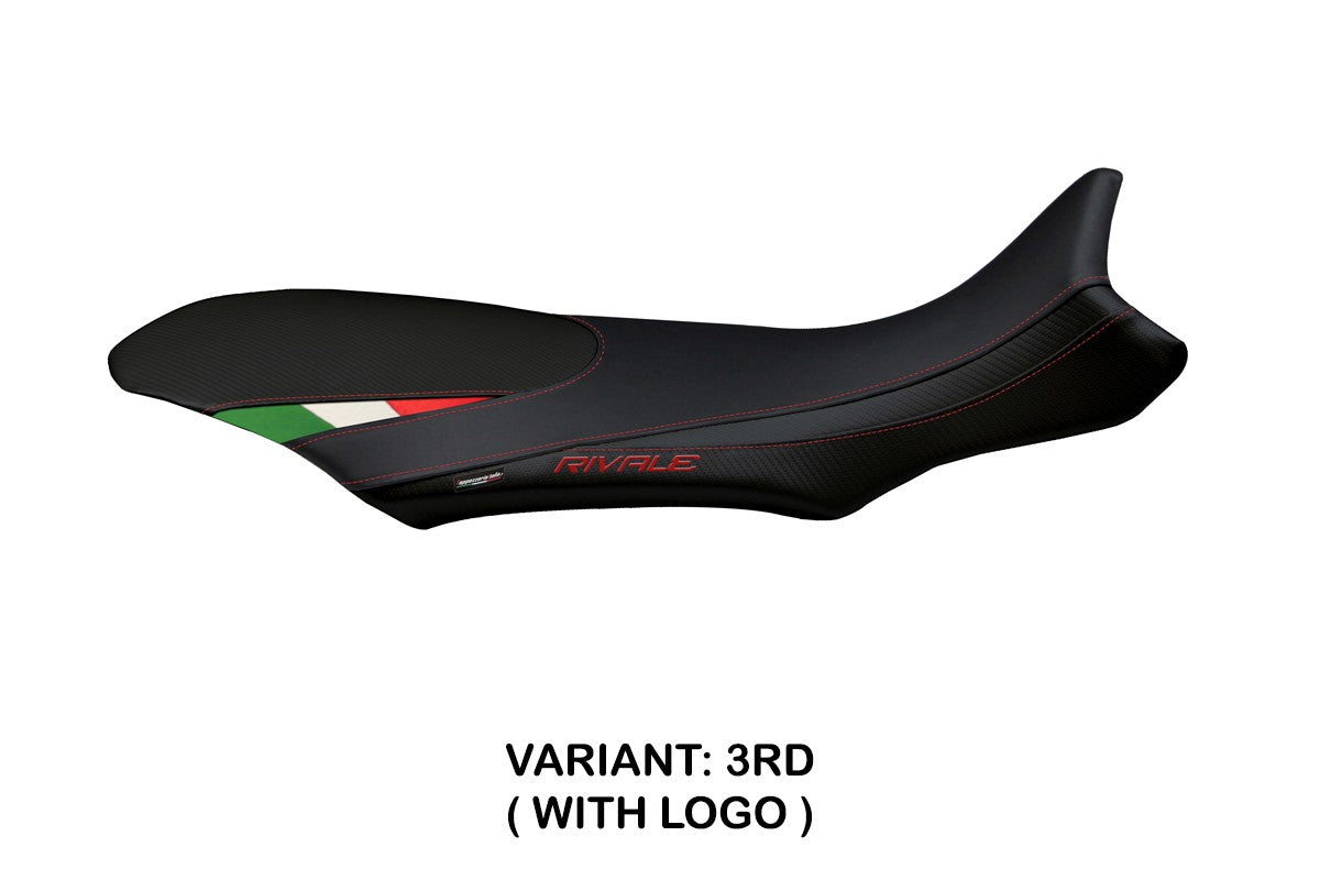 Seat cover compatible - MV Agusta Rivale 800 2013 - 2018 - mod Sorrento Total Black Tricolore